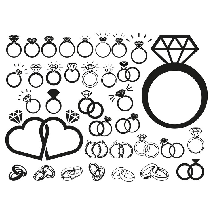 Vecteur bijoux de mariage anneau