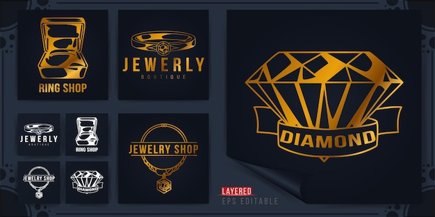 Bijoux Or Logo Design Illustration Vectorielle