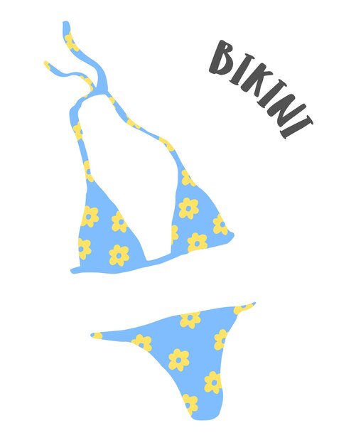 Vecteur bikini d'été dessiné à la main avec de l'encre