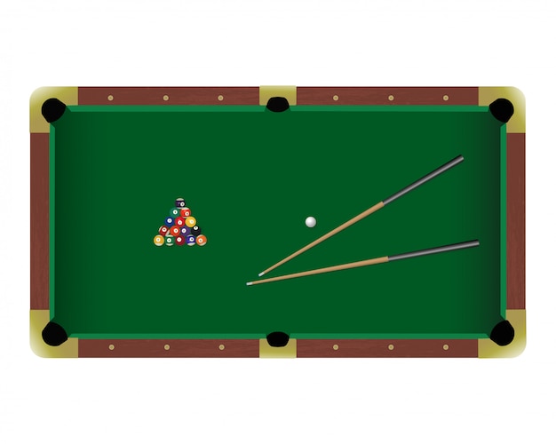 Billard américain avec queue et boules