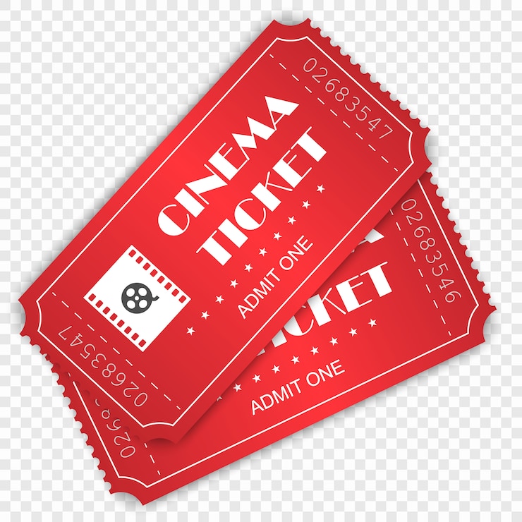 Vecteur billet de cinéma isolé sur fond transparent.