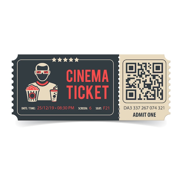 Billet de cinéma avec QR Code