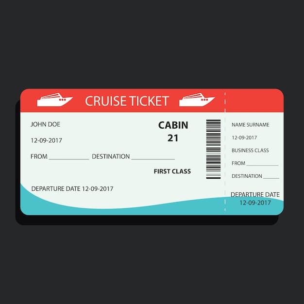 Vecteur billet de croisière pour voyager en bateau.