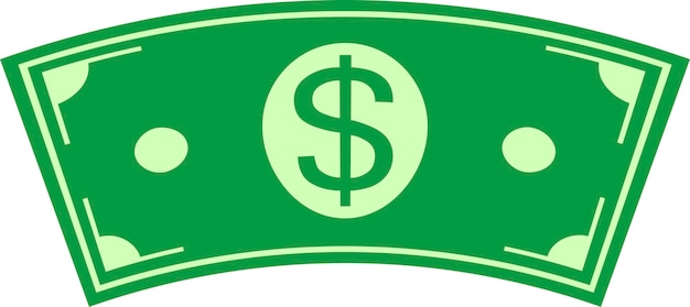 Vecteur billet d'un dollar, billets d'argent, signe de réussite de la prospérité, billets de banque incurvés