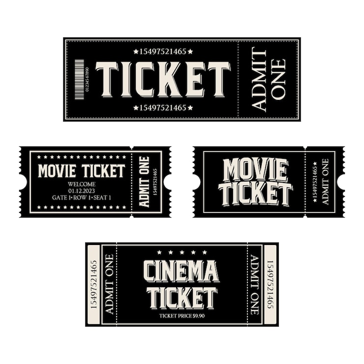Vecteur billet d'entrée au cinéma et billet de modèle d'illustration pour l'événement