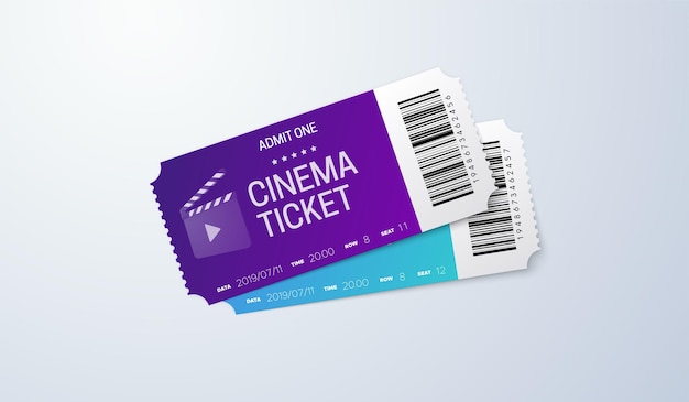 Billets De Cinéma Sur Fond Blanc.