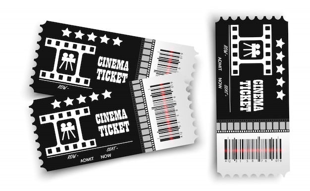 Vecteur billets de cinéma de vecteur isolés. billet d'entrée au cinéma réaliste.