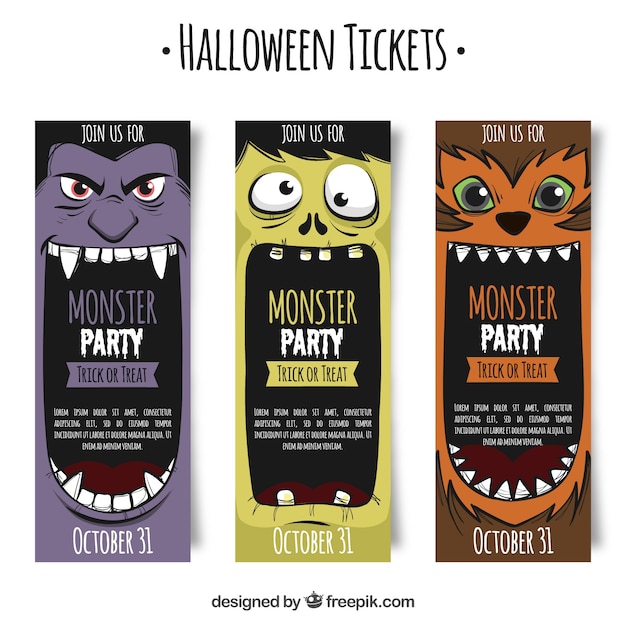 Billets De Halloween Avec Des Monstres