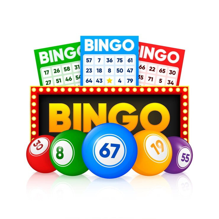Vecteur billets de loterie et boules numérotées cartes de loto bingo avec numéros jeu de keno feuille de pari colorée