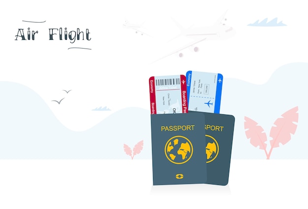 Billets De Passagers D'avion Vectoriel Carte D'identité De Passeport Avec Billets D'avion Image Vectorielle