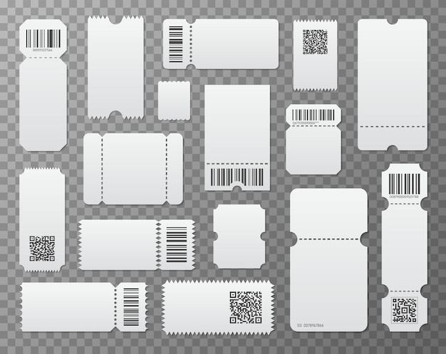 Billets vides Entrée de billet de coupon de film d'avion maquette Modèle de carte de cinéma ou de théâtre d'événement horizontal Loterie ou dépliants d'entrée ensemble de vecteurs exacts