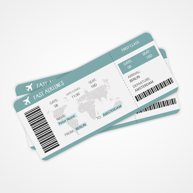 Billets de voyage réalistes en 3D