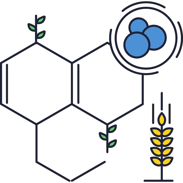 Vecteur la biologie synthétique icône vecteur de cellule d'herbe biotech