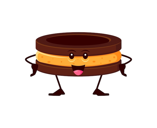Vecteur un biscuit au chocolat de dessin animé un personnage drôle et joyeux