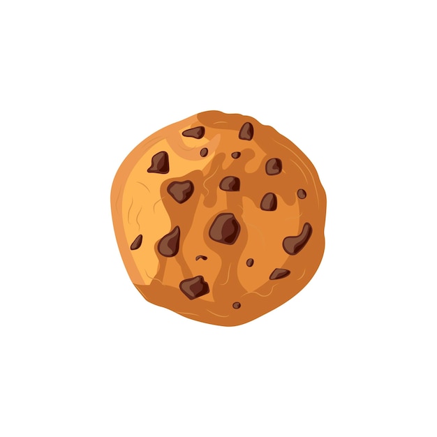 Biscuit aux pépites de chocolat de vecteur isolé sur le modèle d'illustration de fond blanc