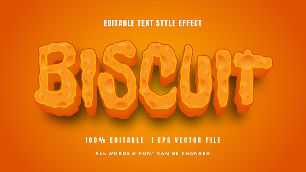 Biscuit Effet De Style De Texte 3d Ludique Style De Texte D'illustrateur Modifiable