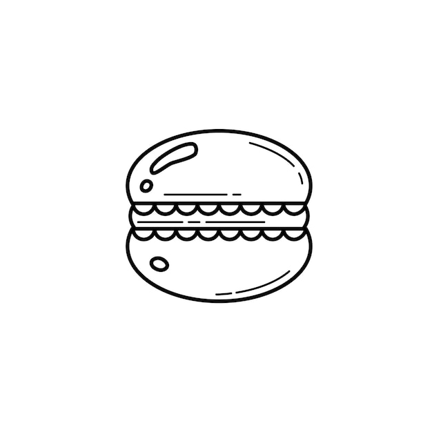 Biscuit macaron macaron français dessiné à la main Dessert français traditionnel dans un style croquis doodle