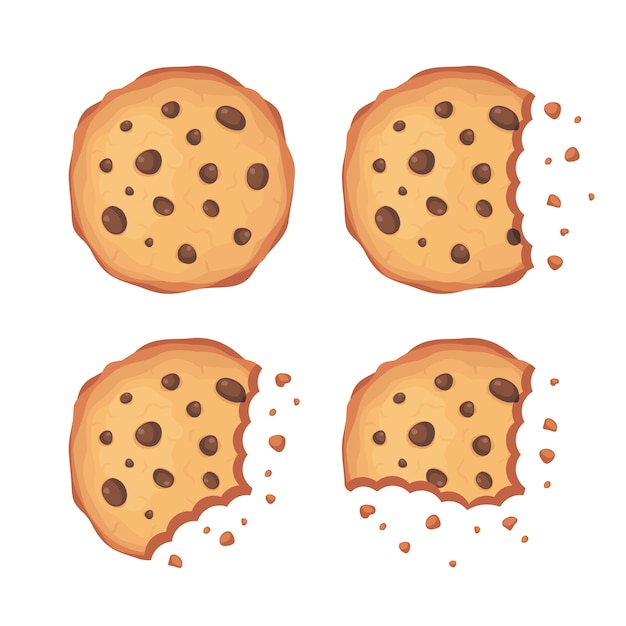 Biscuits aux pépites de chocolat vector illustration set
