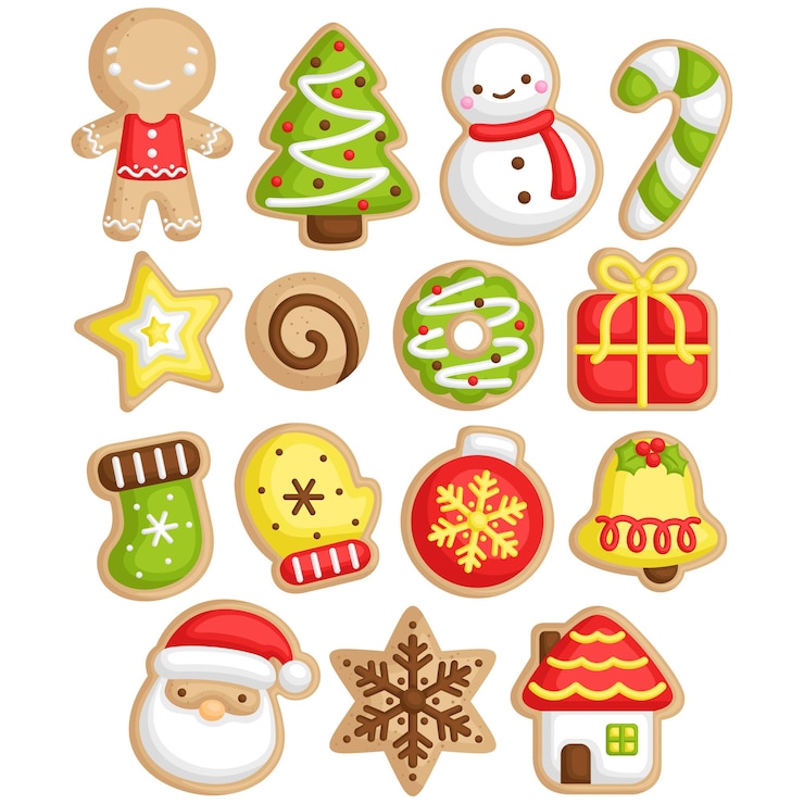 Vecteur biscuits de noël mignons pour la célébration des vacances de noël