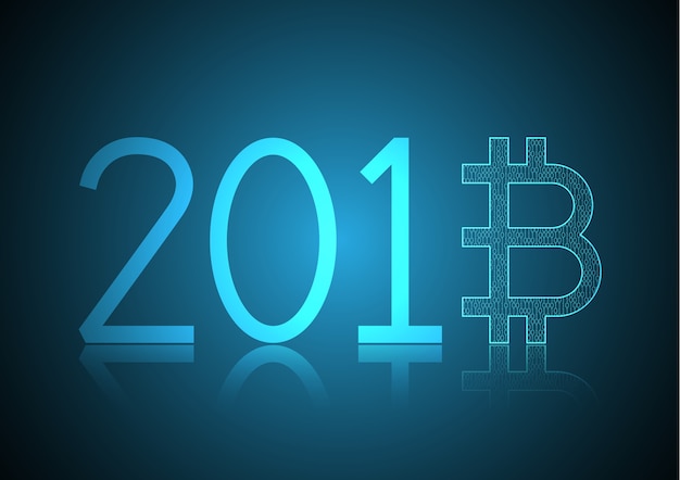 Vecteur bitcoin avec l'année 2018