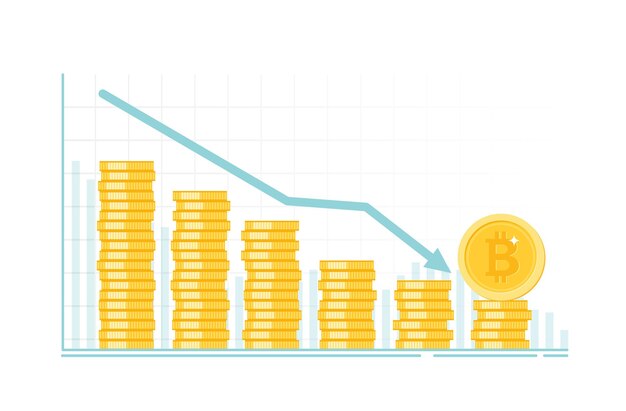 Bitcoin Business Down Down Bitcoin On Red Graph Bitcoin S'écraser Sur Fond Rouge