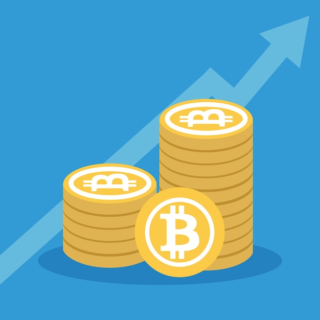 Bitcoin Concept Illustration Vectorielle De Financement En Ligne Et Faire Des Investissements Pour Bitcoin Et Blockchain. Conception Plate De Nouvelles Technologies.