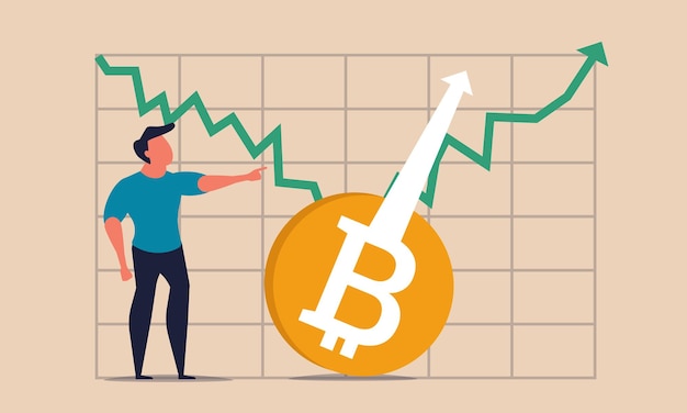 Bitcoin Crypto High Et Symbole De Montée En Flèche Btc Virtual Boost Business Et Future Richesse Up