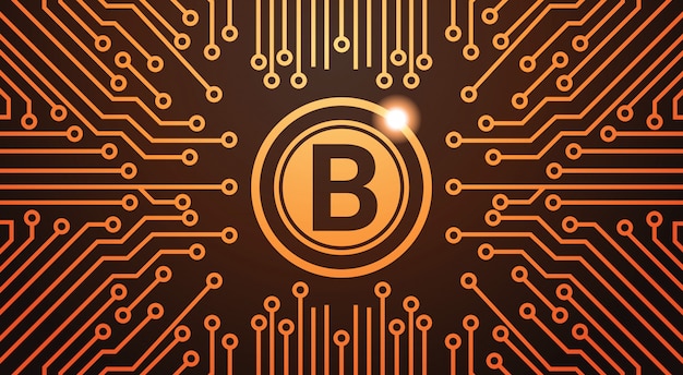 Bitcoin Doré Monnaie Web Web Concept Concept Fond De Circuit