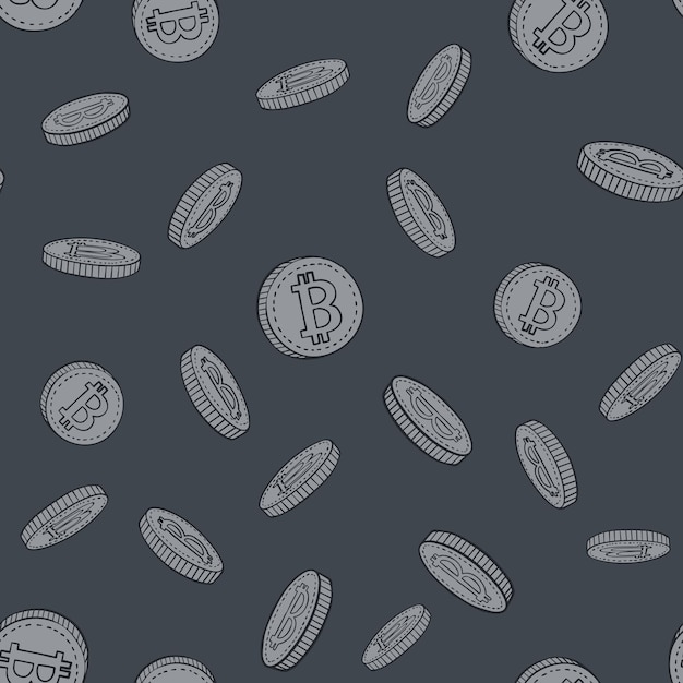 Bitcoin fond transparent noir et blanc illustration vectorielle dessinés à la main