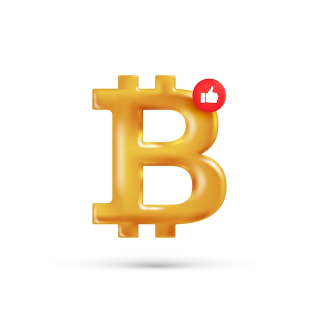 Bitcoin or signe 3d sur illustration blanche