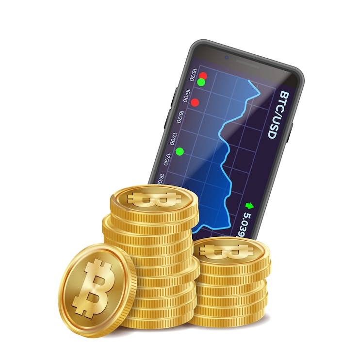 Vecteur bitcoin trading chart 