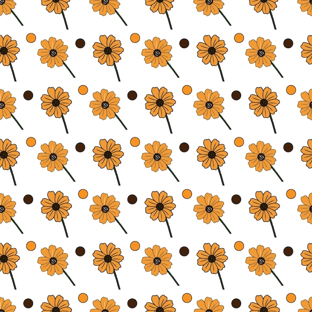 Black Eyed Susan Flower & dot Seamless Pattern Design