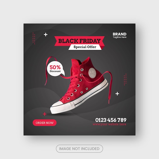 Vecteur black friday chaussures marque instagram banner modèles de publication sur les médias sociaux vecteur premium