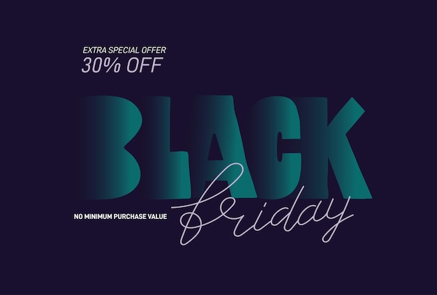 Black Friday Design minimal moderne avec typographie colorée Modèle de bannière de vente pour la publicité de promotion Web annonces sociales et de mode Bannière de vente du vendredi noir Illustration vectorielle