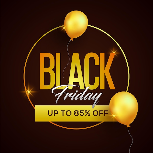 Vecteur black friday doré brillant -