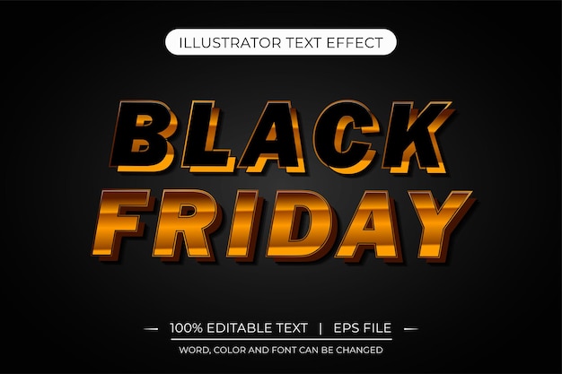 Black Friday effet de texte modifiable 3d doré effet de texte vectoriel modifiable
