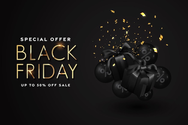 Black Friday Sale Banner Coffrets Cadeaux Noirs Réalistes