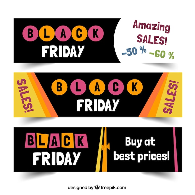 Vecteur black friday sales banners set