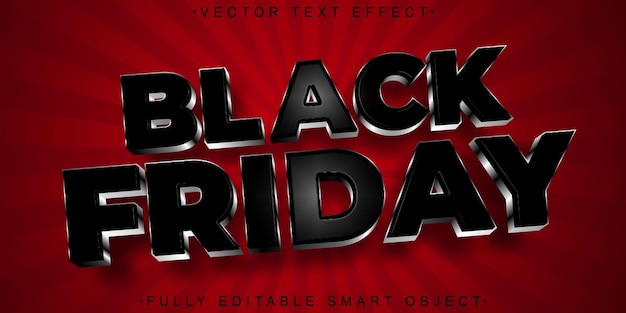 Black Friday Sales Vector Effet De Texte D'objet Intelligent Entièrement Modifiable