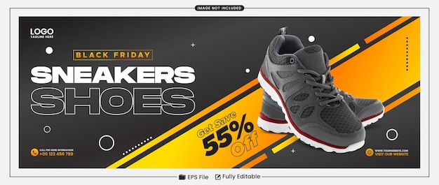 Vecteur black friday sneakers chaussures offre de vente modèle de bannière de médias sociaux