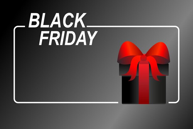 Vecteur black friday super salepatron avec boîte cadeau avec arc rouge affiche de bannière horizontale