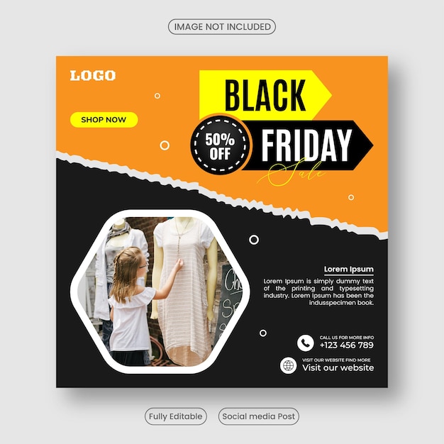 Black Friday vente bannière carrée promotion des médias sociaux Instagram publicité modèle de bannière web