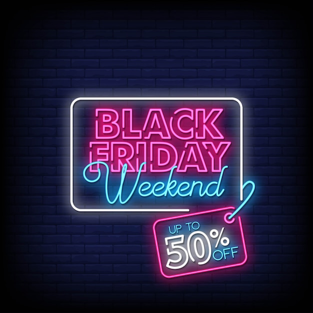 Black Friday Weekend Sale Enseignes Au Néon Style Texte