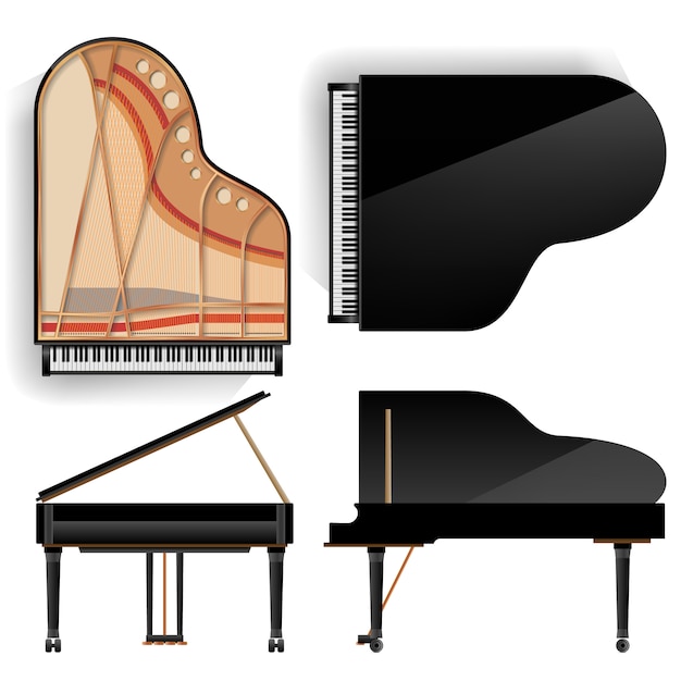 Black Grand Piano Set Icon