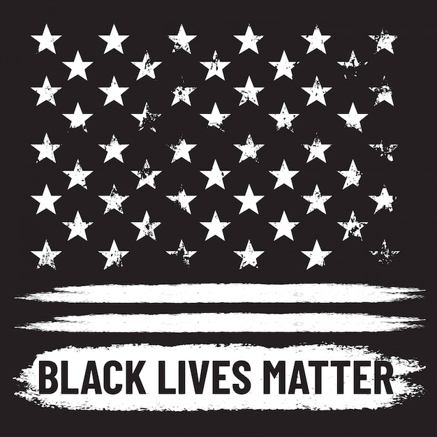 Black Lives Matter. Protester Avec Fond Grunge Noir