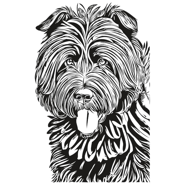 Vecteur black russian terrier chien t-shirt imprimé noir et blanc mignon contour drôle dessin vecteur animal de race réaliste