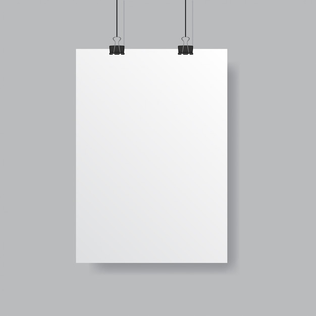 blanc isolé sur fond gris avec une ombre douce. Modèle d'affiche gris vide réaliste prêt pour votre conception.