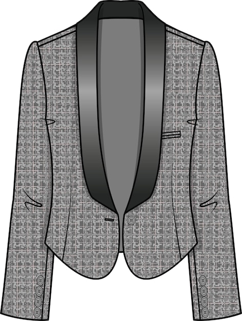 Vecteur blazer de smoking avec ourlet courbé en tweed gris cendré pour vecteur de vêtement corporate femme