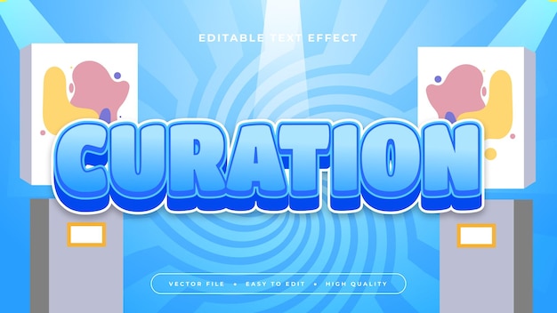 Bleu blanc et gris gris curation 3D style de police d'effet de texte modifiable