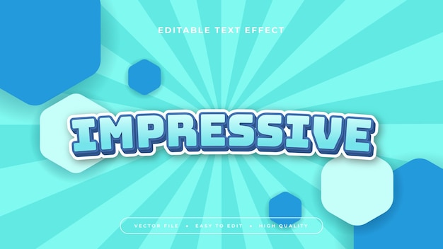 Bleu et blanc impressionnant style de police d'effet de texte 3D modifiable